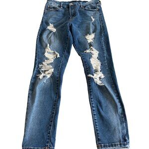 Aeropostale Girl's Sz 12 Distressed Medium Wash High Rise Curvey Jeggings